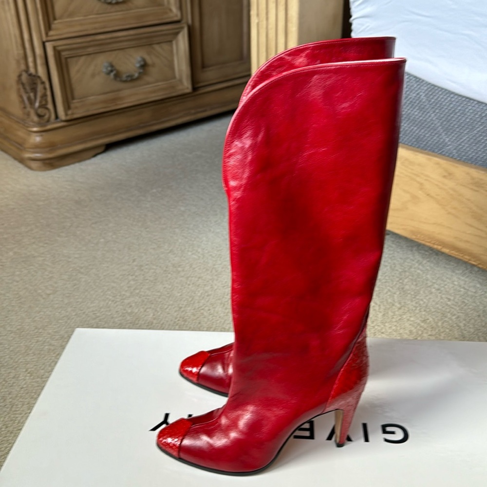 Givenchy red leather boots
